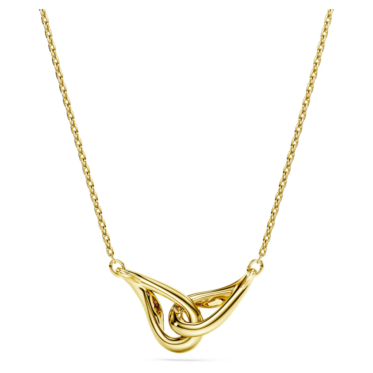 Swarovski Classica pendant Round cut, Interlocking, White, Sterling silver, 18K gold finish