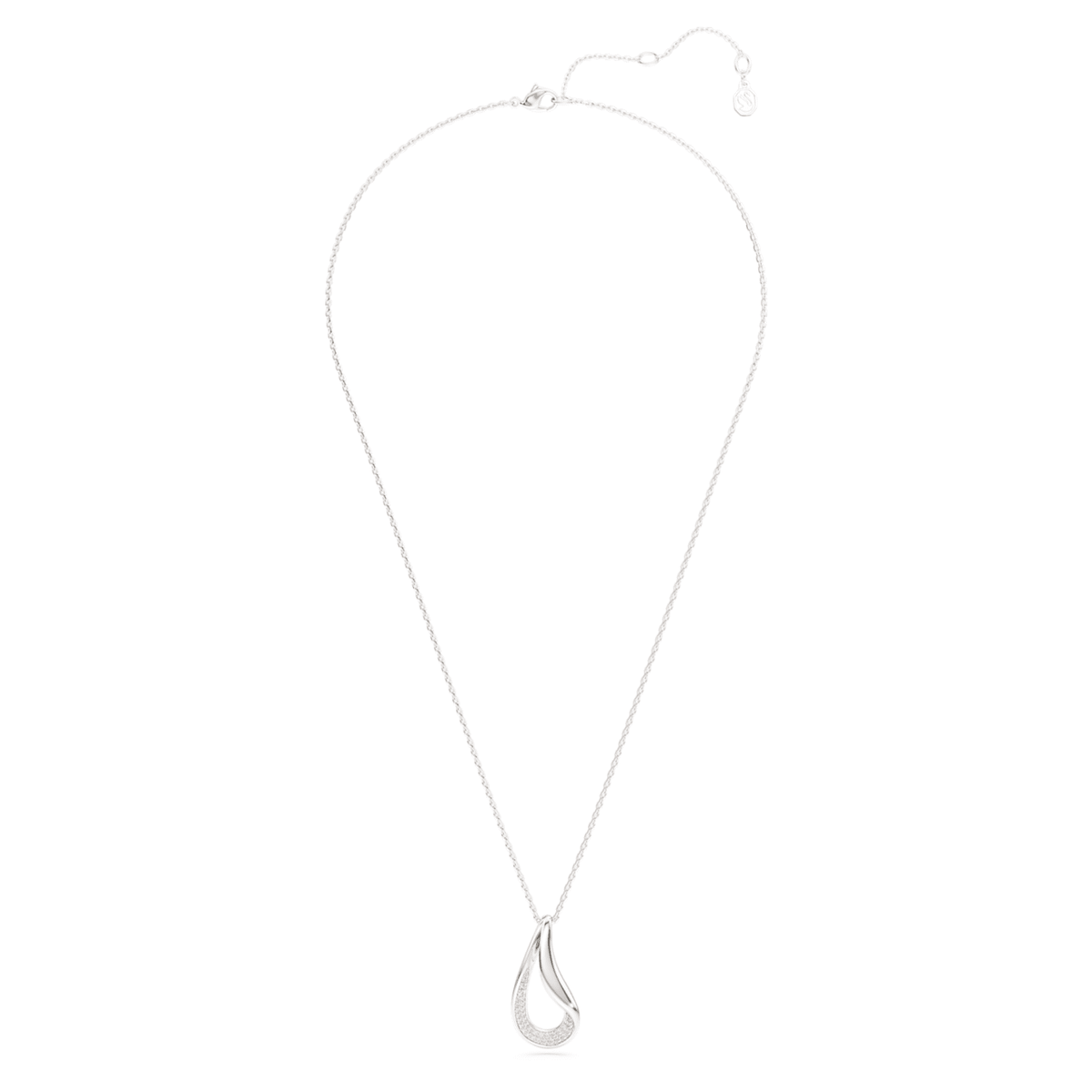 Swarovski Classica pendant Round cut, Long, White, Sterling silver
