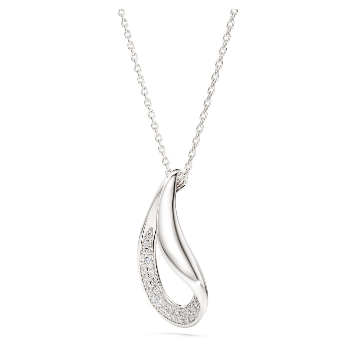 Swarovski Classica pendant Round cut, Long, White, Sterling silver