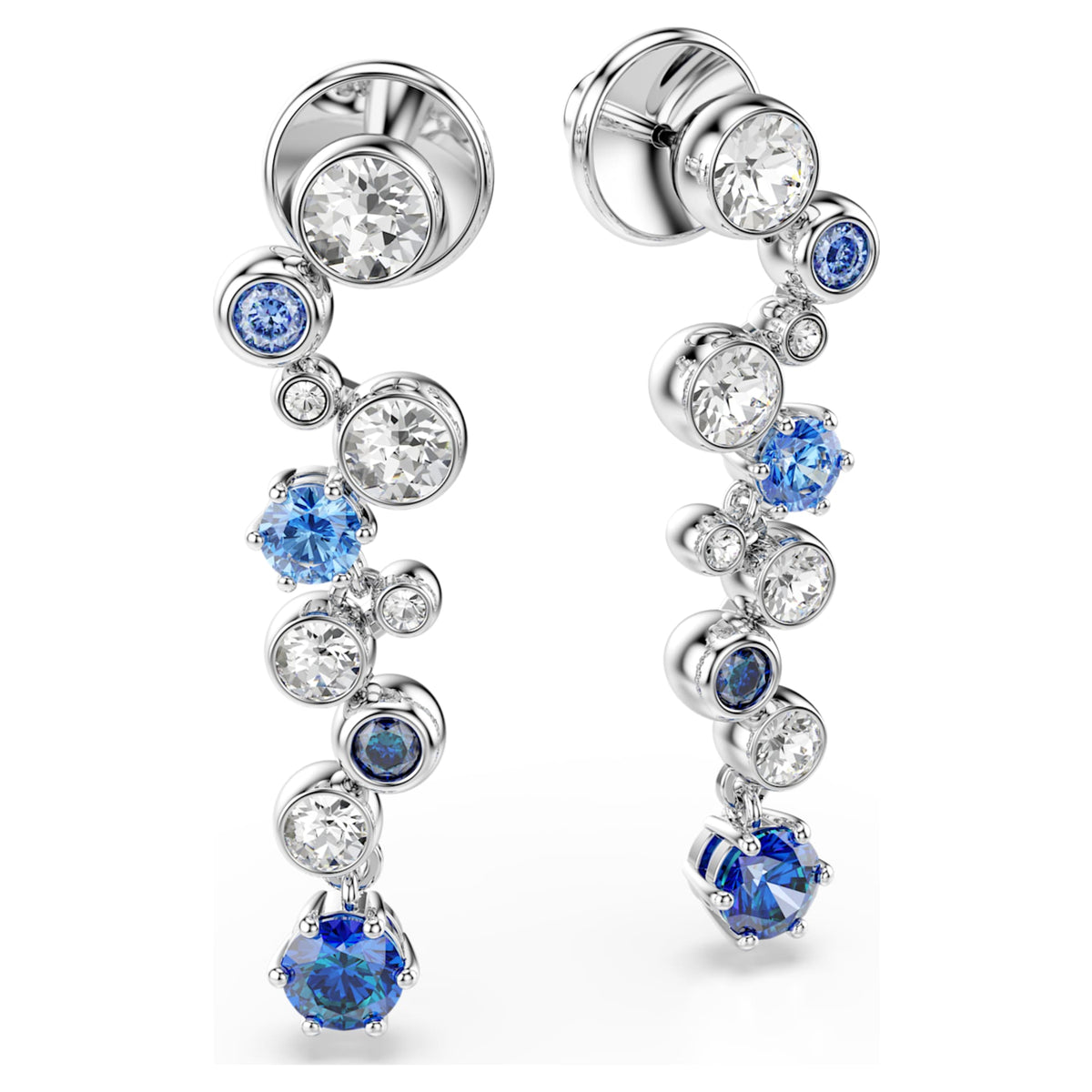 Swarovski Constella drop earrings with blue mixed-cut accents and rhodium plating