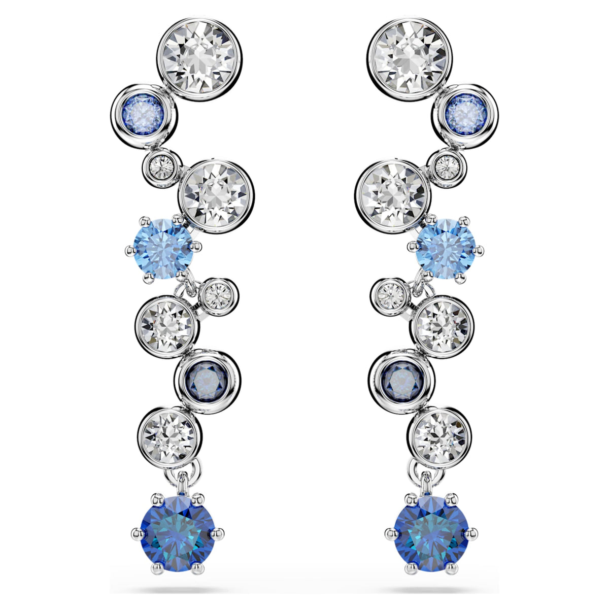 Swarovski Constella drop earrings with blue mixed-cut accents and rhodium plating