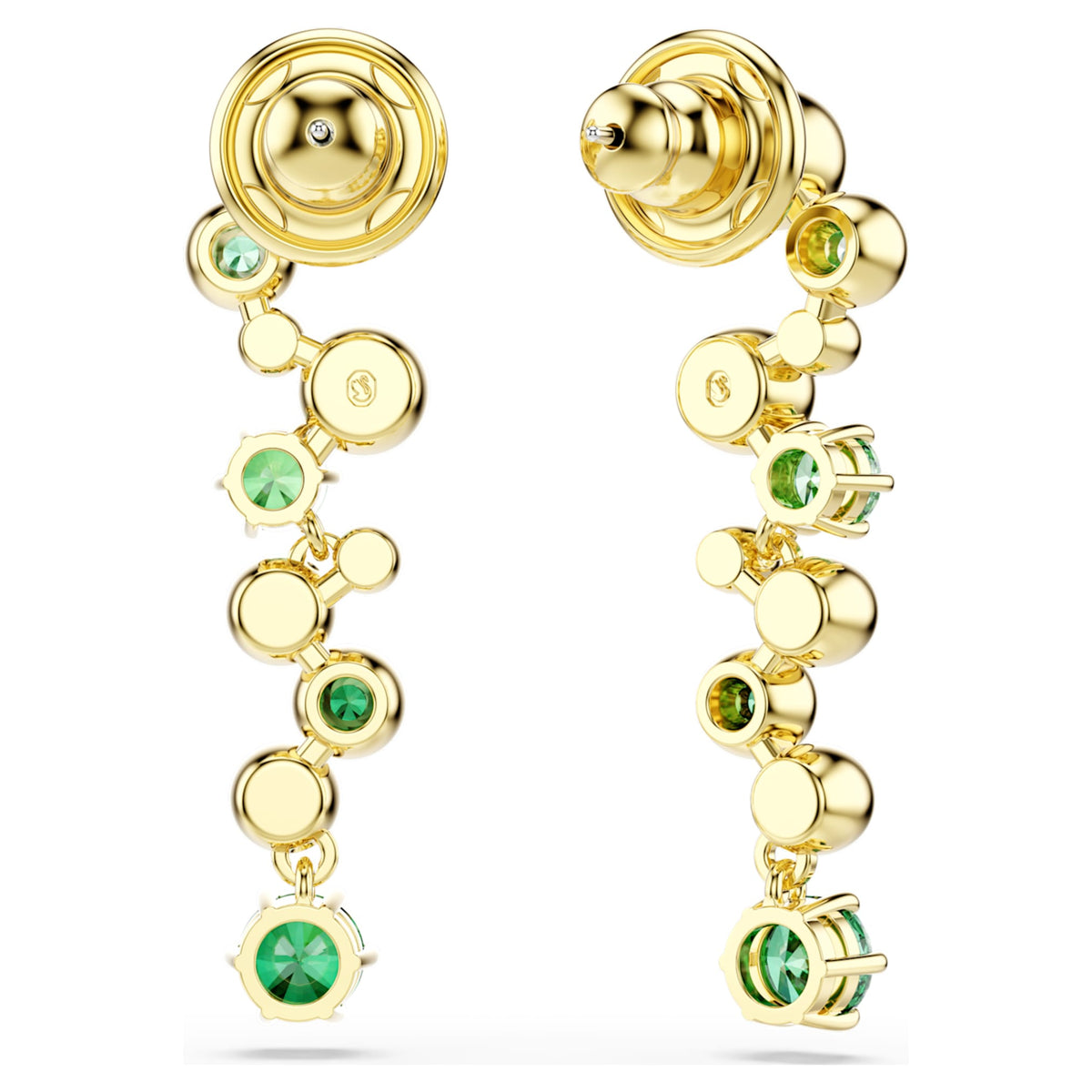 Swarovski Constella drop earrings with green mixed-cut accents and an 18K gold finish