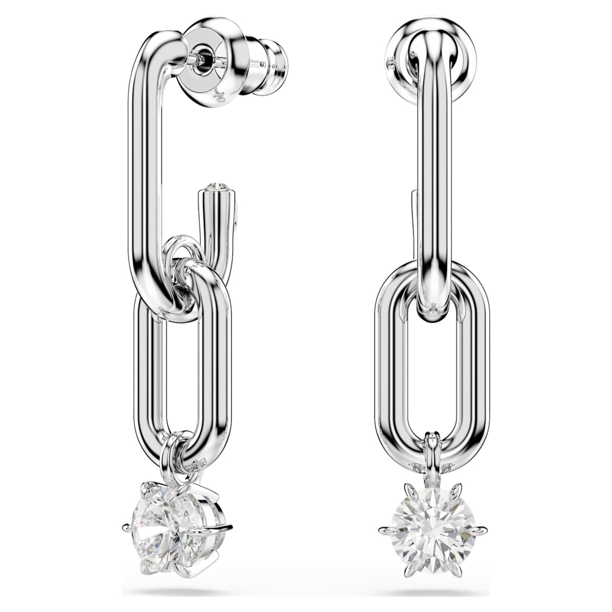 Swarovski Constella drop earrings Round cut, White, Rhodium plated