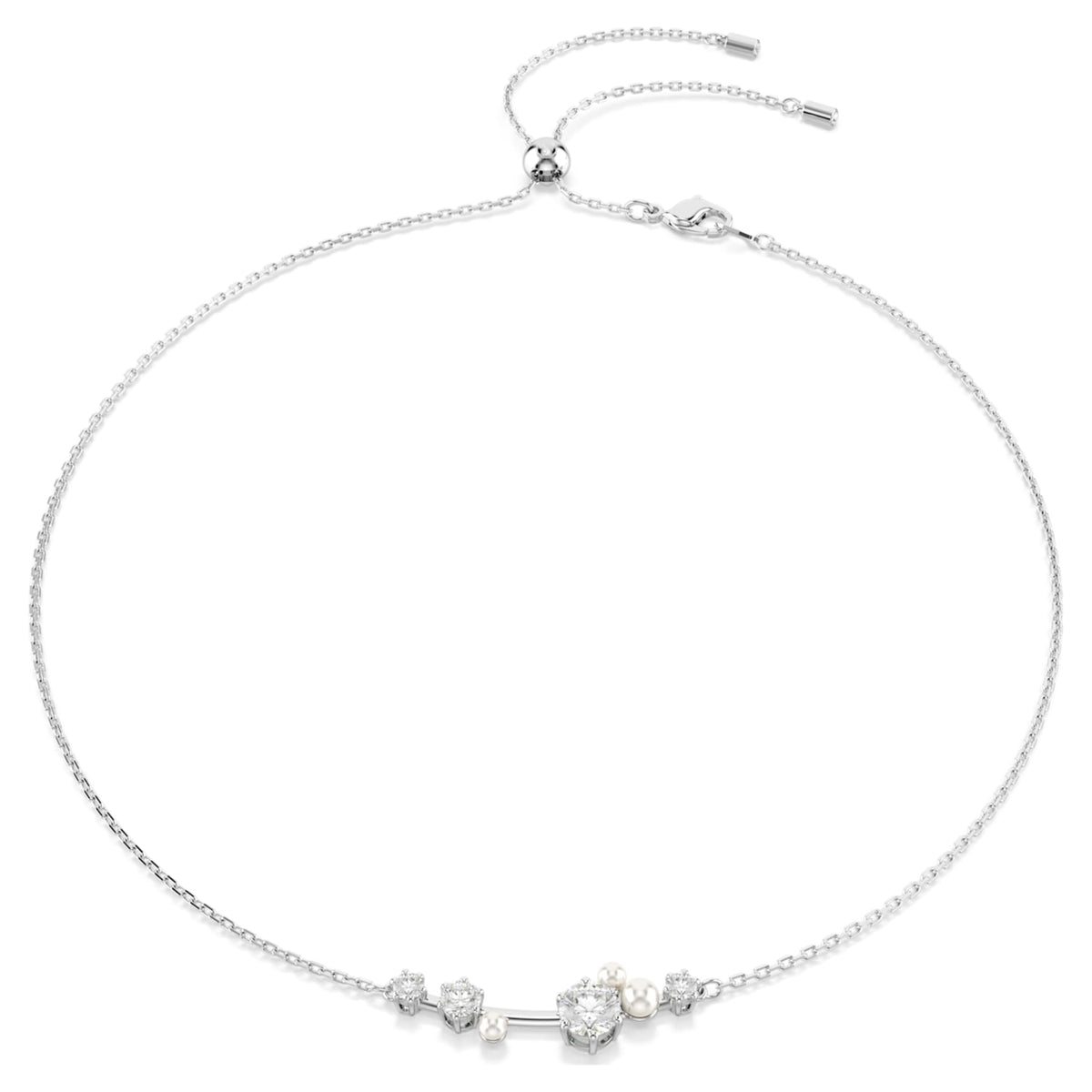 Swarovski Constella necklace Crystal pearl, Round cuts, White, Rhodium plated