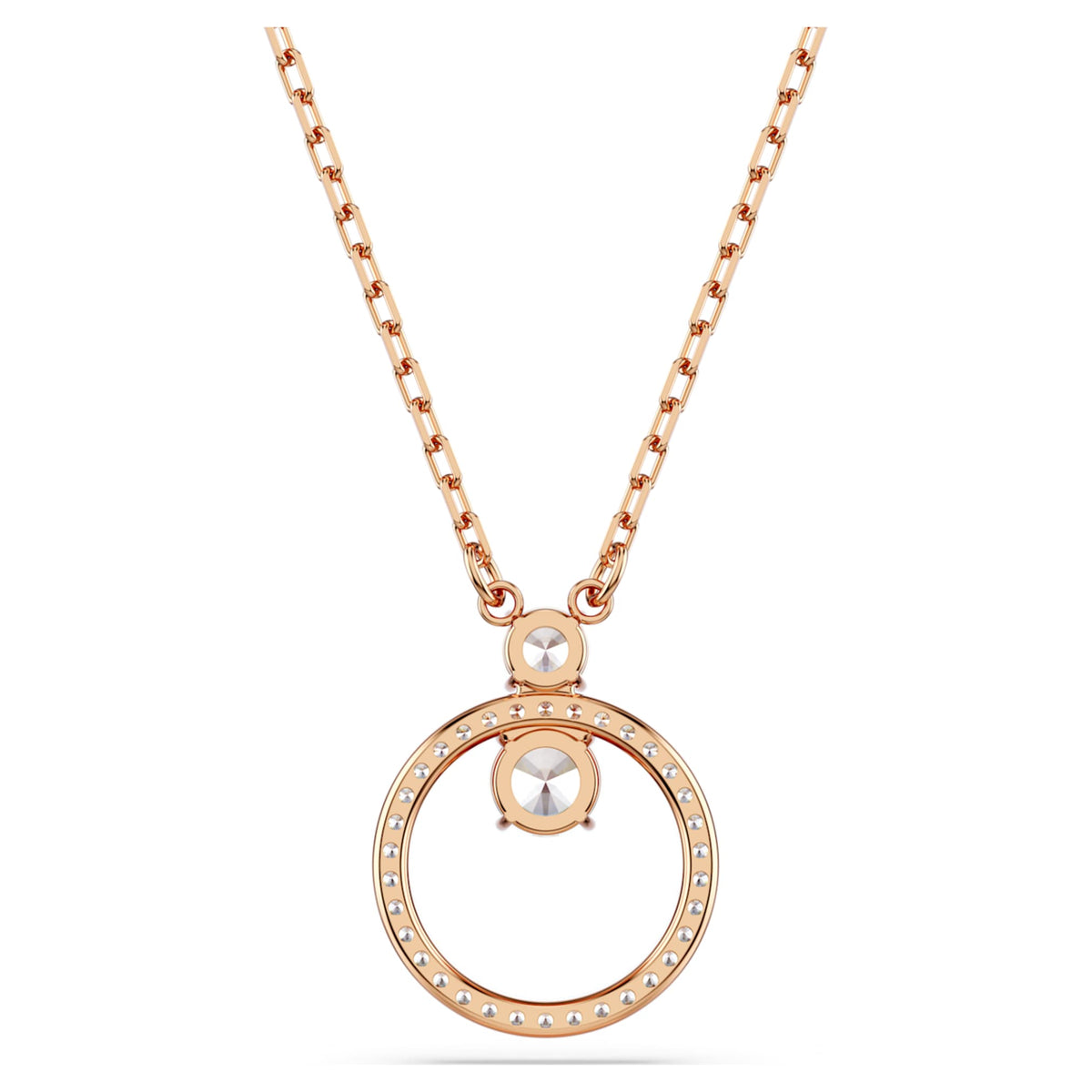 Swarovski Constella pendant Pavé, Round cut, White, 18K rose gold finish