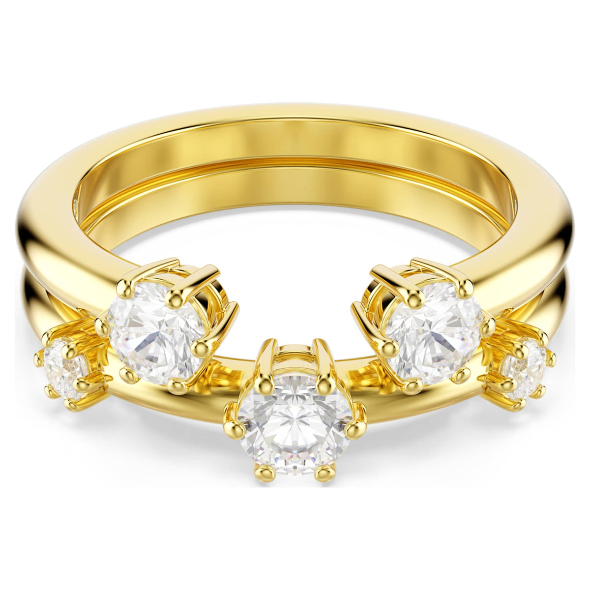 Swarovski Constella ring Set (2), Round cut, White, 18K gold finish