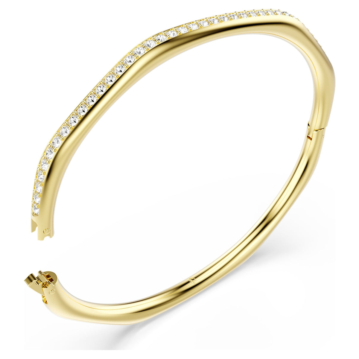 Swarovski Dextera bangle with white octagon-shaped accents and an 18K gold finish