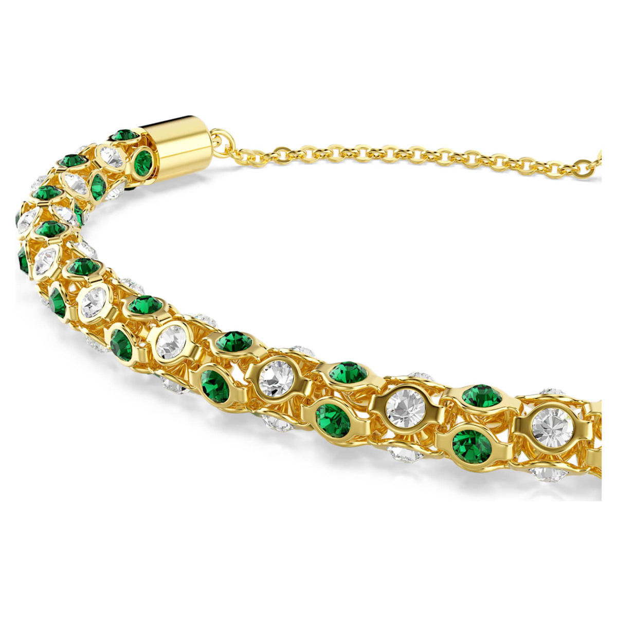 Swarovski Dextera bracelet with green round-cut accents and an 18K gold finish