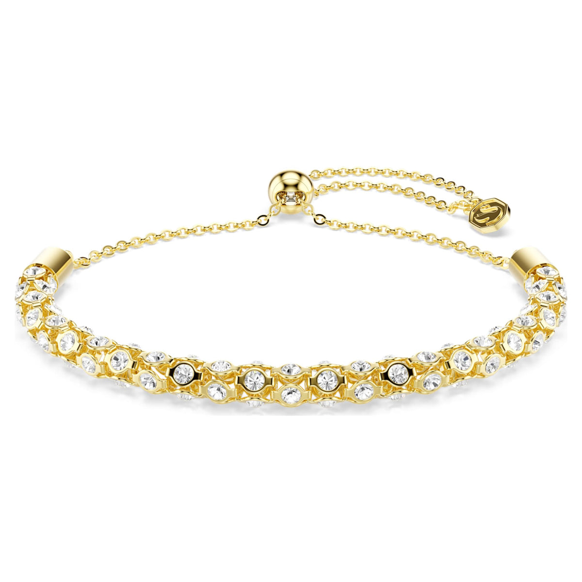 Swarovski Dextera bracelet with white round-cut accents and an 18K gold finish