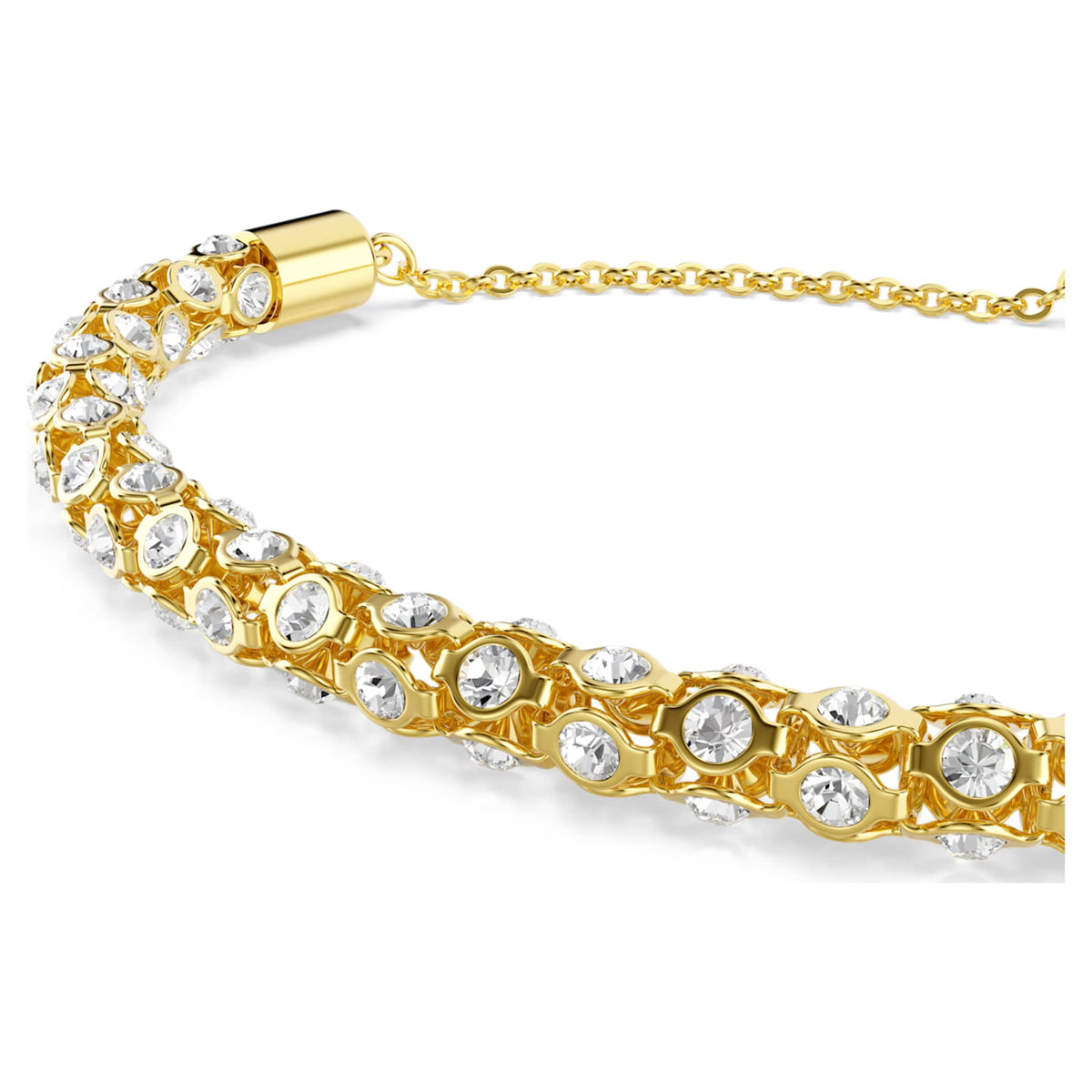 Swarovski Dextera bracelet with white round-cut accents and an 18K gold finish