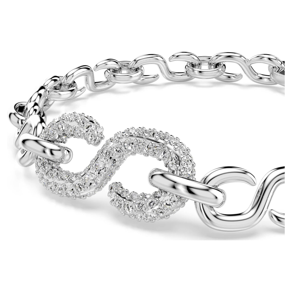 Swarovski Dextera bracelet with white round-cut accents and rhodium plating