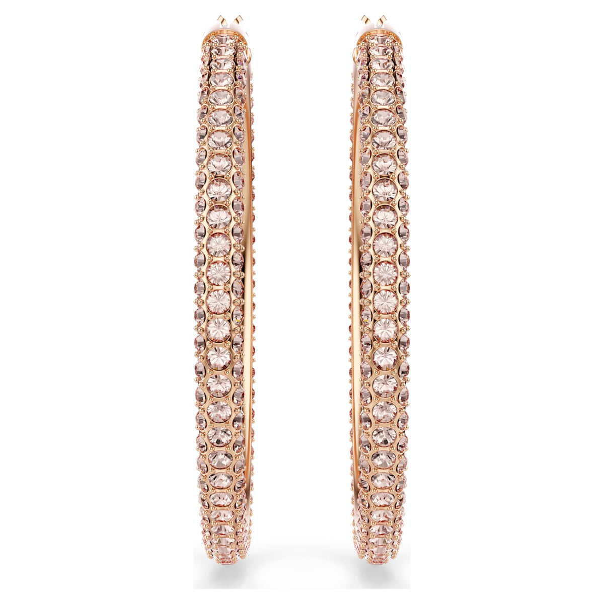 Swarovski Dextera hoop earrings Pavé, Large, White, 18K rose gold finish