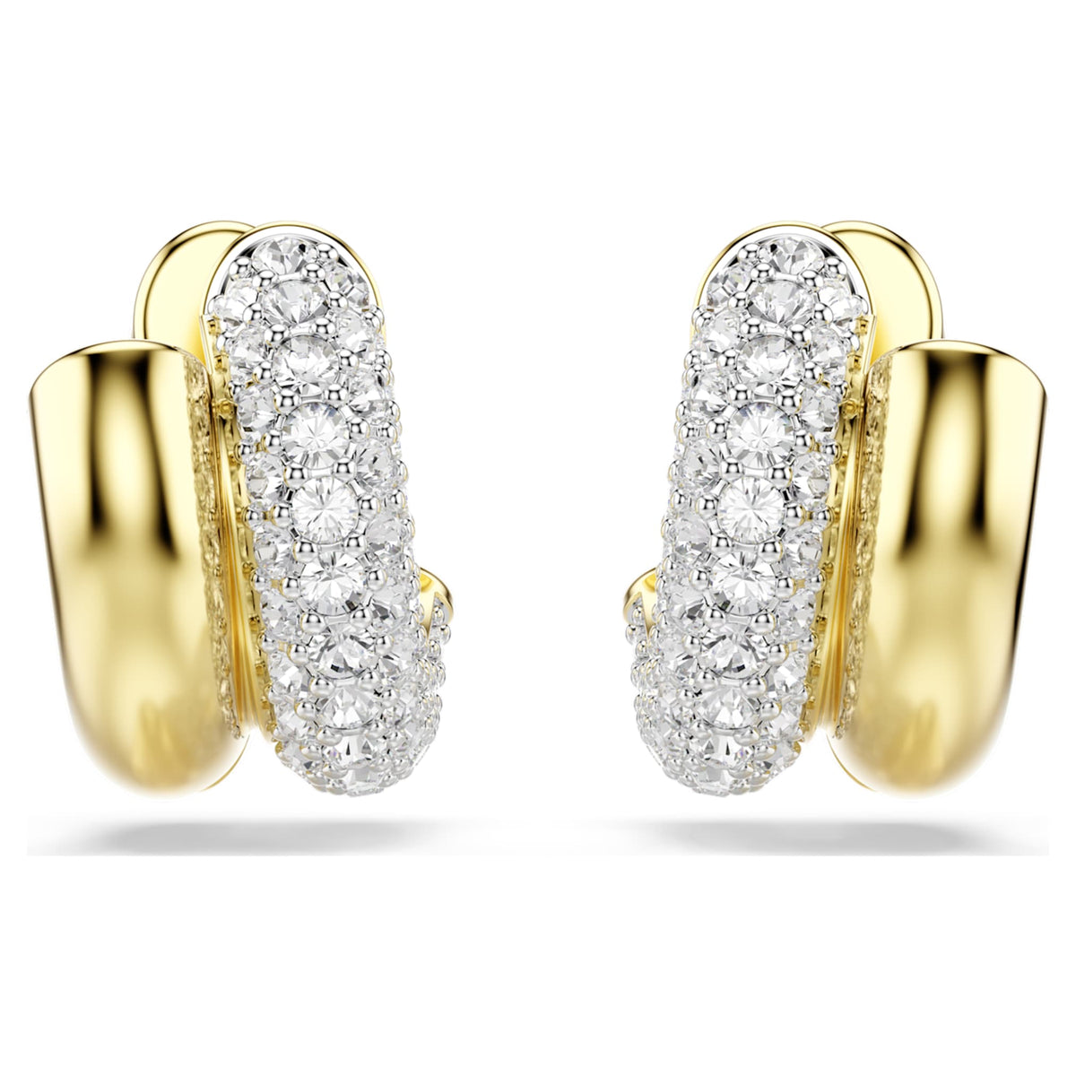 Swarovski Dextera hoop earrings Round cut, Mini, White, 18K gold finish