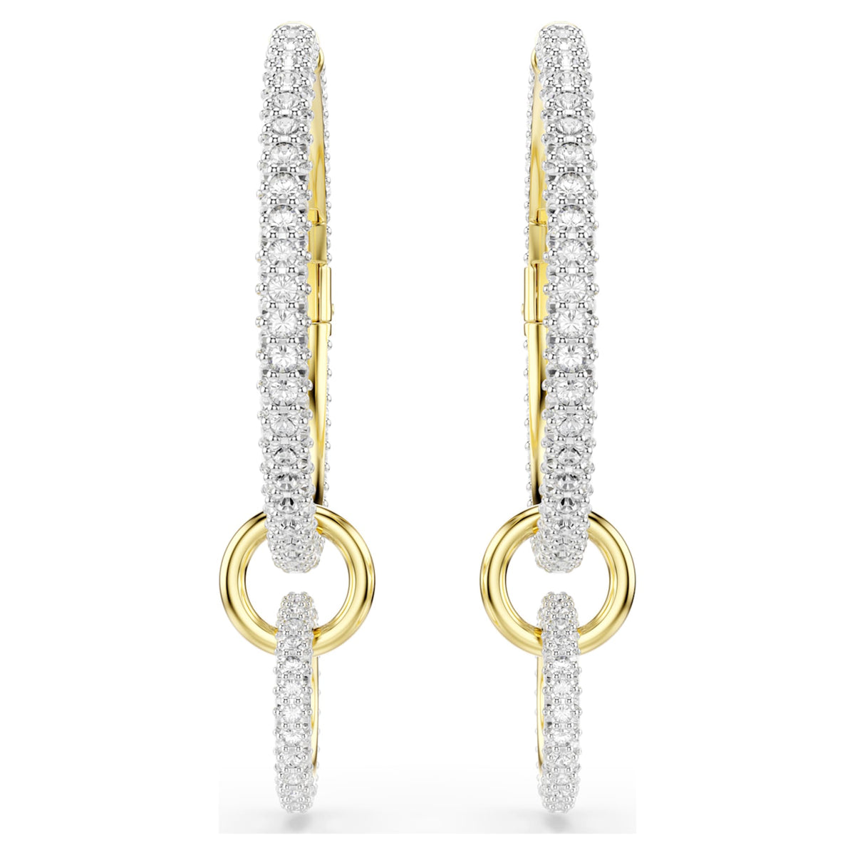 Swarovski Dextera hoop earrings with white round-cut accents and an 18K gold finish