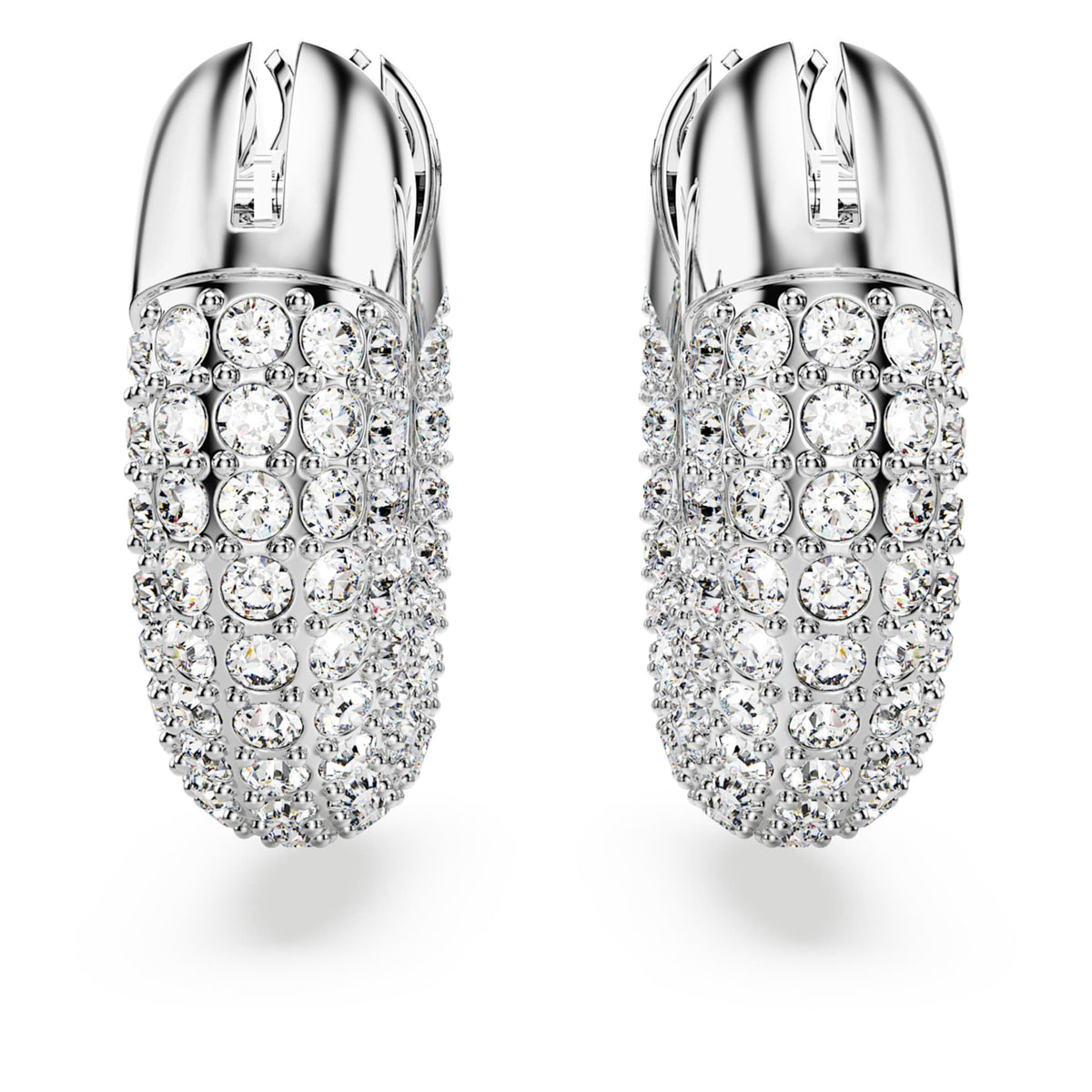 Swarovski Dextera hoop earrings Small, White, Rhodium plated