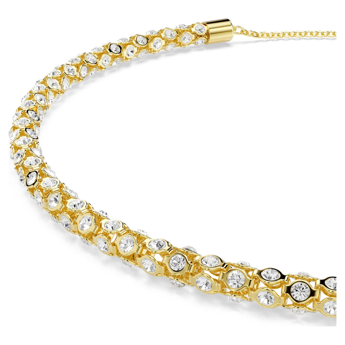 Swarovski Dextera necklace with white round-cut accents and an 18K gold finish