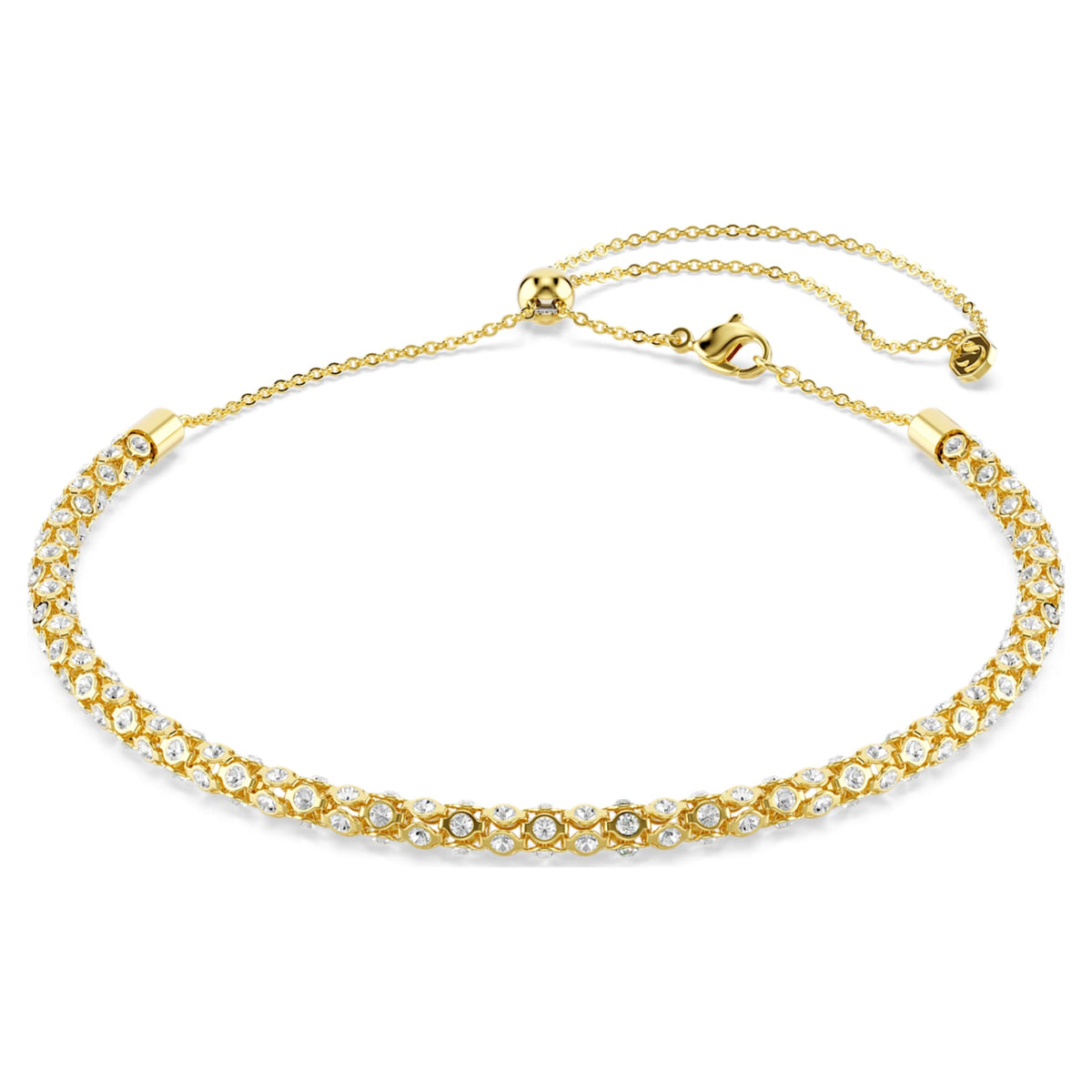 Swarovski Dextera necklace with white round-cut accents and an 18K gold finish
