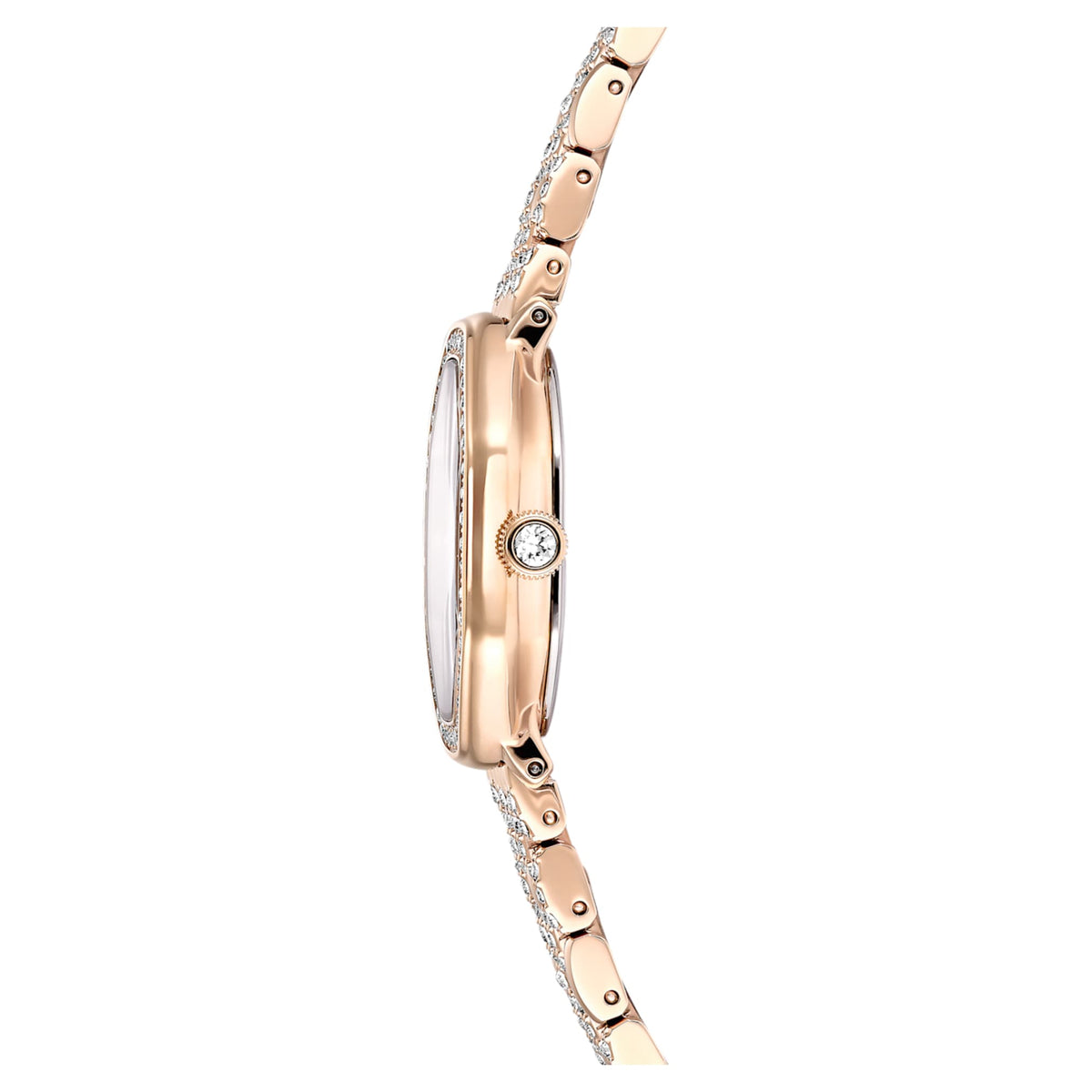 Swarovski Dextera octagon watch Swiss Made, Metal bracelet, Gold tone, Rose gold-tone finish