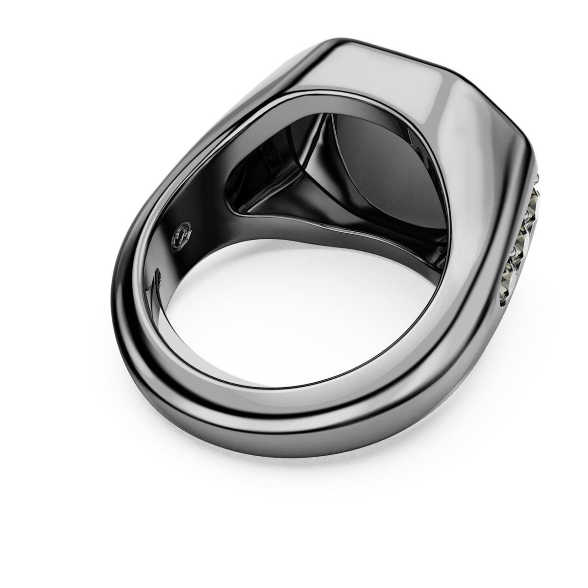 Swarovski Dextera ring with black octagon-shaped accents and ruthenium plating