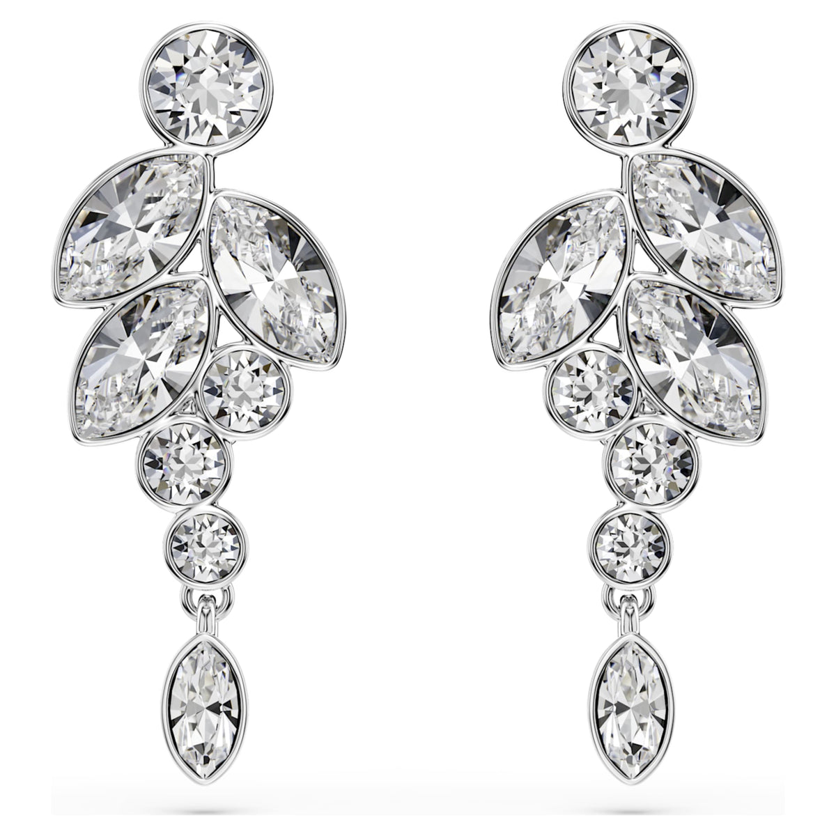 Swarovski Diapason drop earrings with white mixed-cut accents and rhodium plating