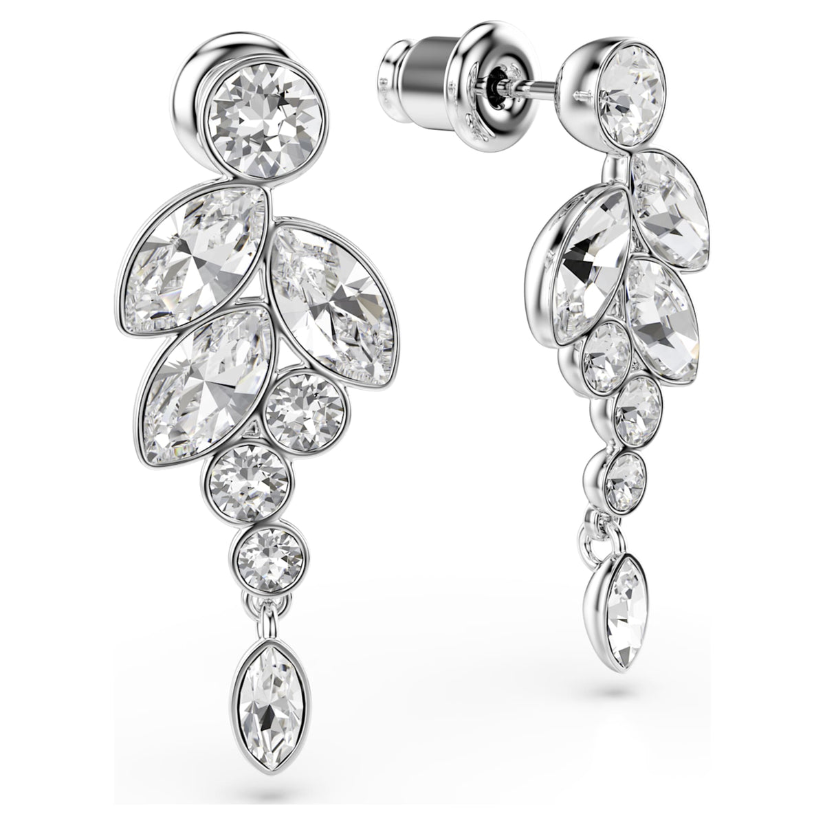 Swarovski Diapason drop earrings with white mixed-cut accents and rhodium plating