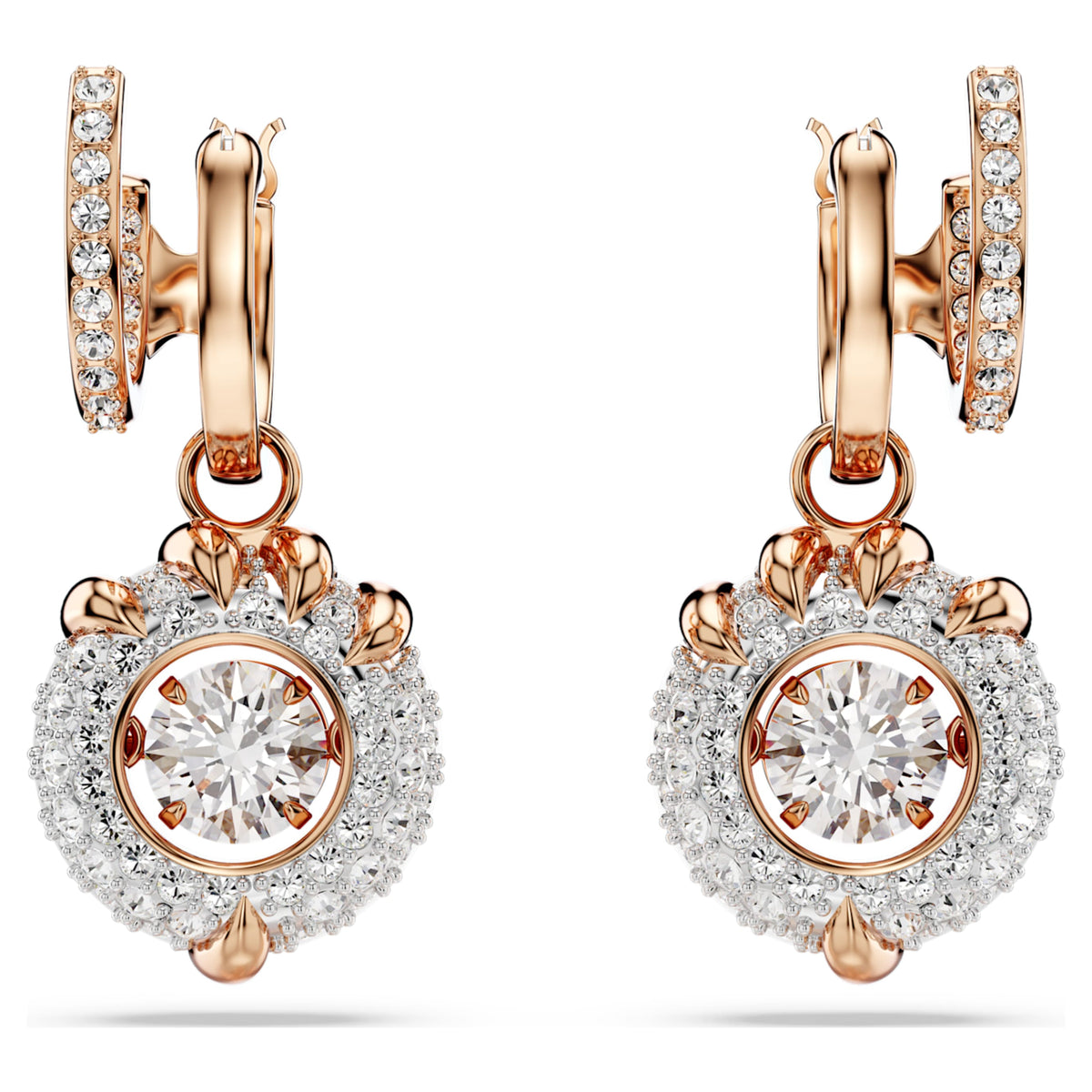 Swarovski Dragon & Phoenix drop earrings Dragon’s claw, White, 18K rose gold finish