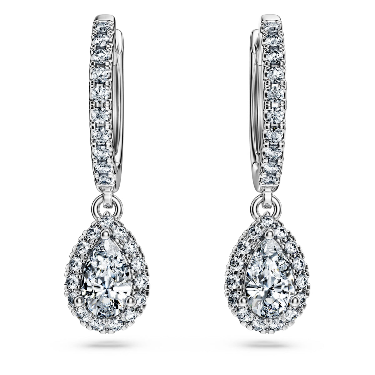 Swarovski Eternity drop earrings Lab-grown diamonds 1.25 ct tw, Pear shape, 14K white gold