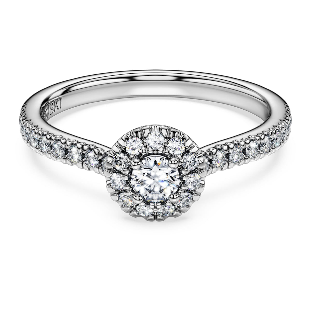 Swarovski Eternity halo solitaire ring Lab-grown diamonds 0.45 ct tw, Round shape, Sterling silver