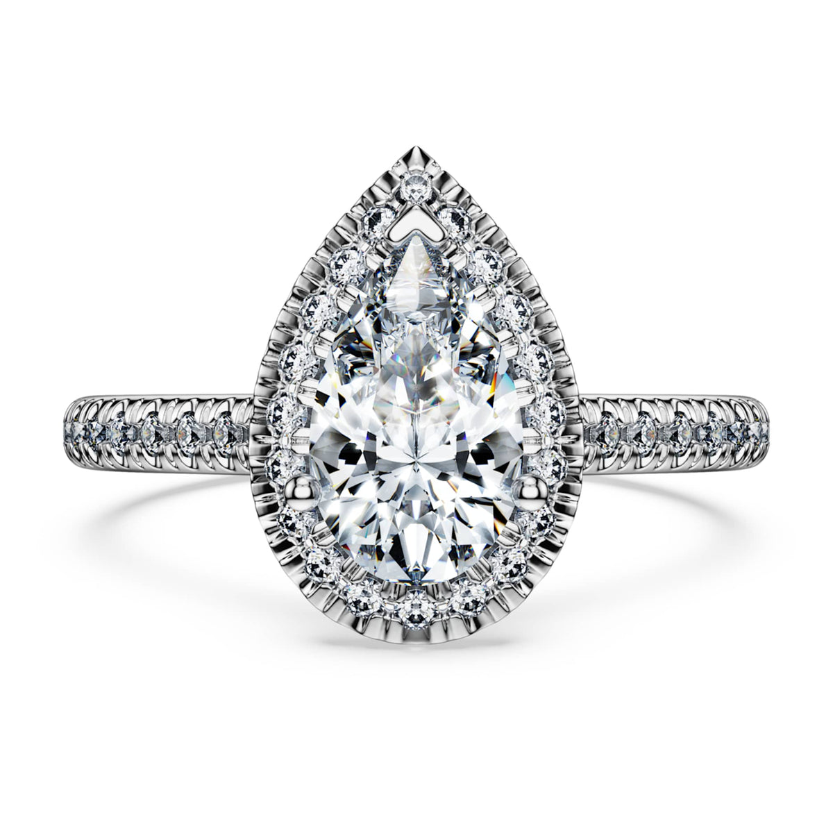 Swarovski Eternity halo solitaire ring Lab-grown diamonds 1.3 ct tw, Pear shape, 14K white gold