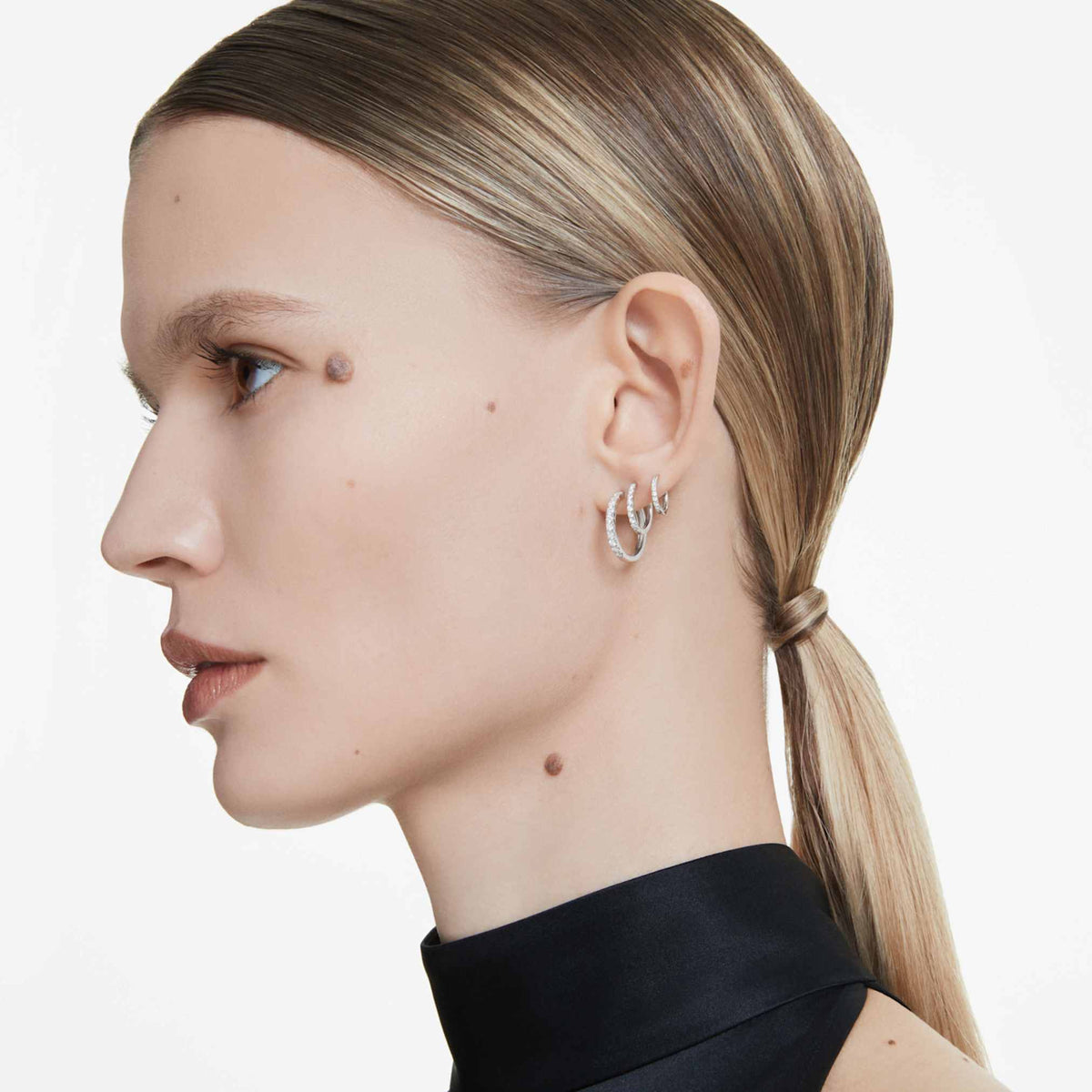 Swarovski Eternity hoop earrings Lab-grown diamonds 0.1 ct tw, Round shape, Small, 14K white gold