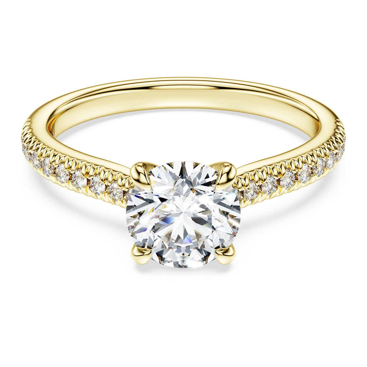 Swarovski Eternity solitaire ring Lab-grown diamonds 1.2 ct tw, Round shape, 14K yellow gold