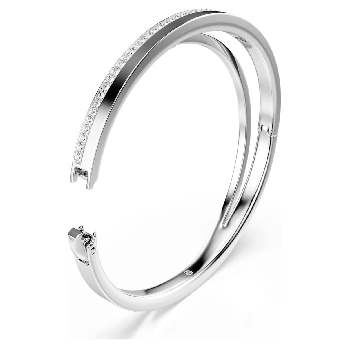 Swarovski Fresh bangle with white round-cut accents and rhodium plating