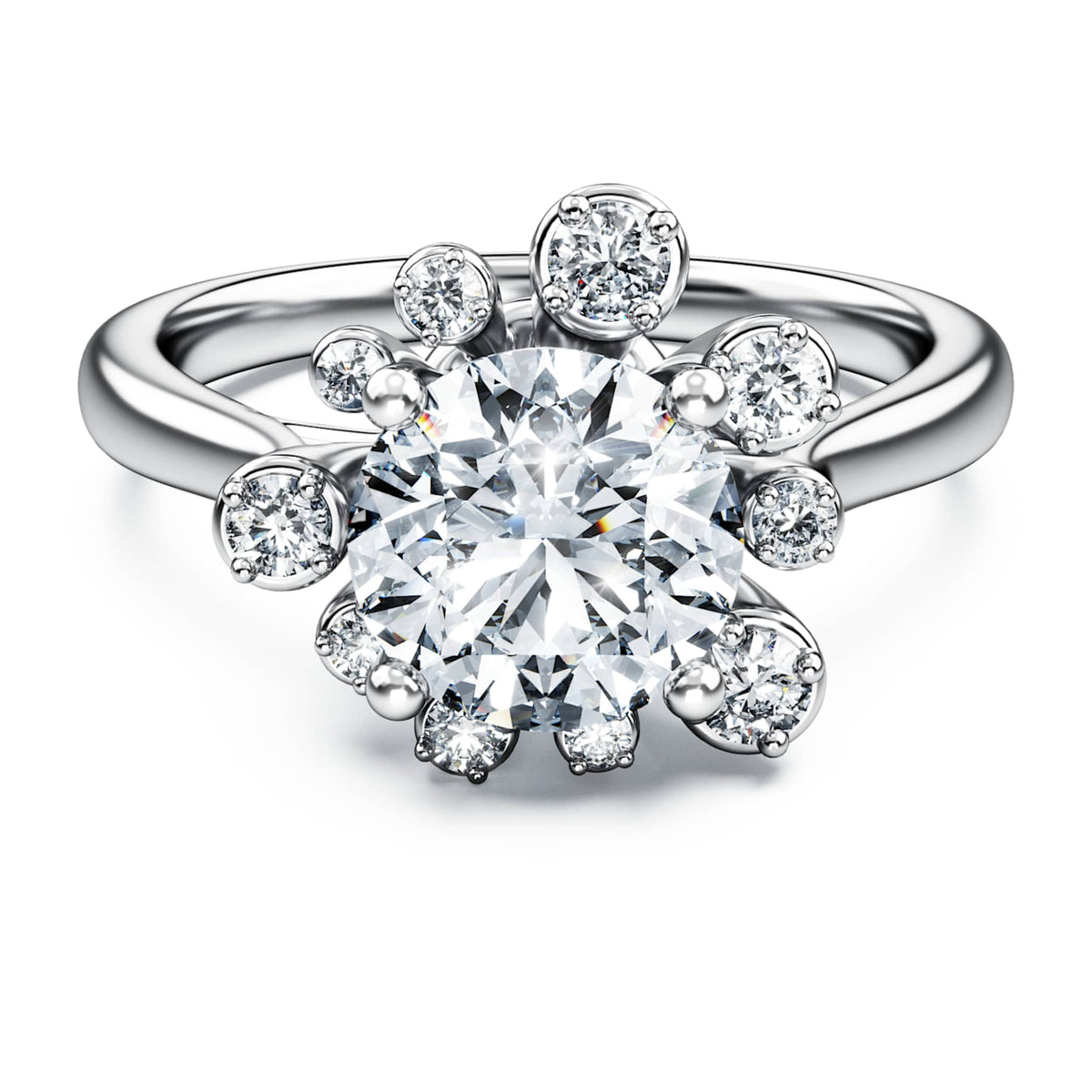 Swarovski Galaxy ring Lab-grown diamonds 2 ct tw, Round shape, 14K white gold