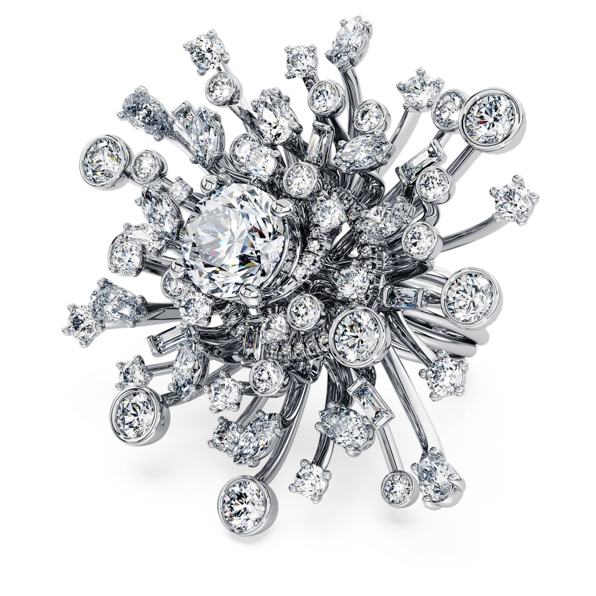 Swarovski Galaxy ring Lab-grown diamonds 9.5 ct tw, Mixed shapes, 18K white gold
