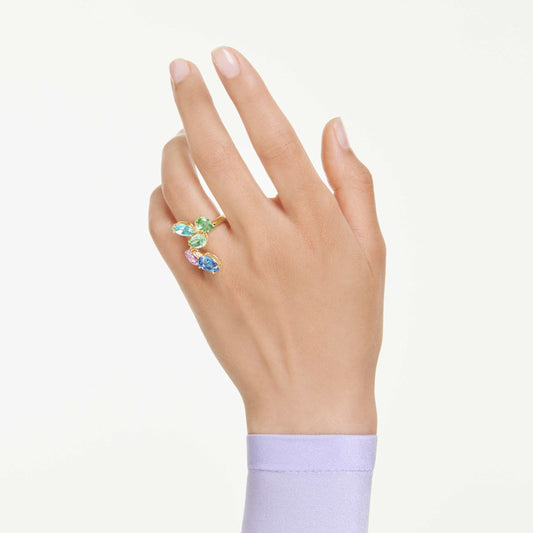 Swarovski Gema cocktail ring Mixed cuts, Multicolored, 18K gold finish