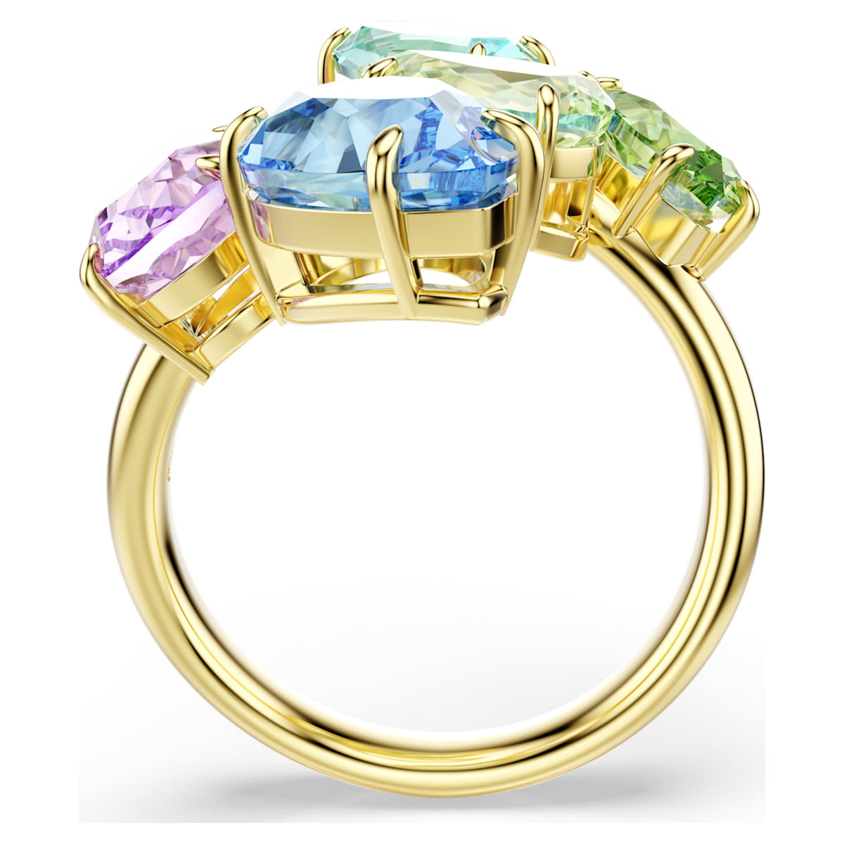 Swarovski Gema cocktail ring with multicolored mixed-cut accents and an 18K gold finish