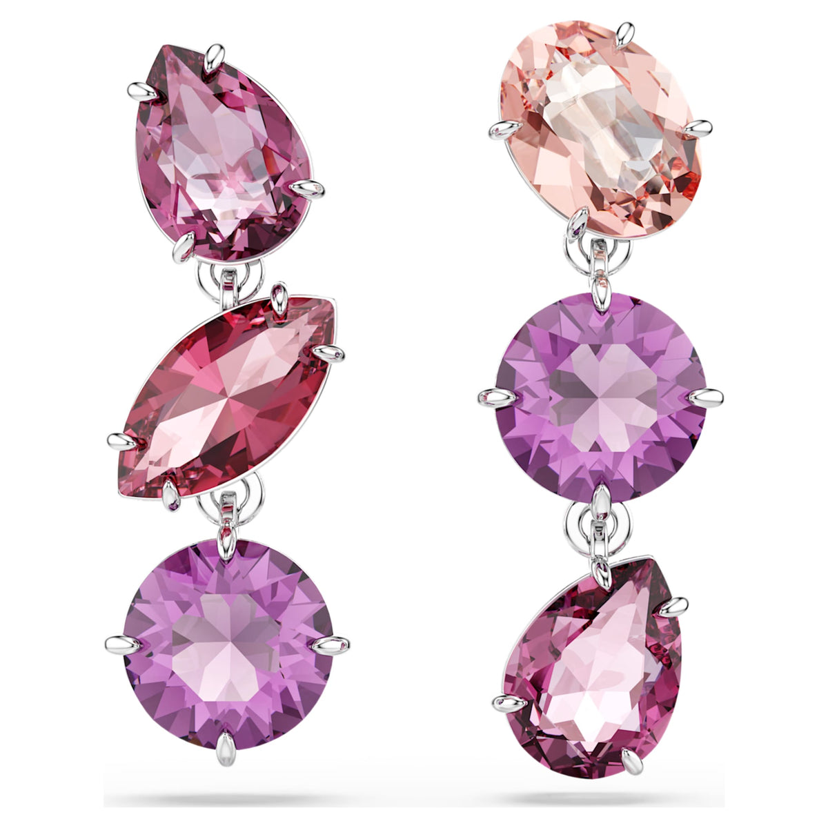 Swarovski Gema drop earrings with pink mixed-cut accents and rhodium plating