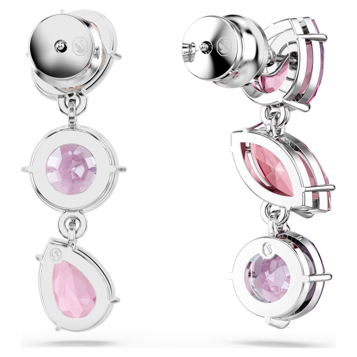 Swarovski Gema drop earrings with pink mixed-cut accents and rhodium plating