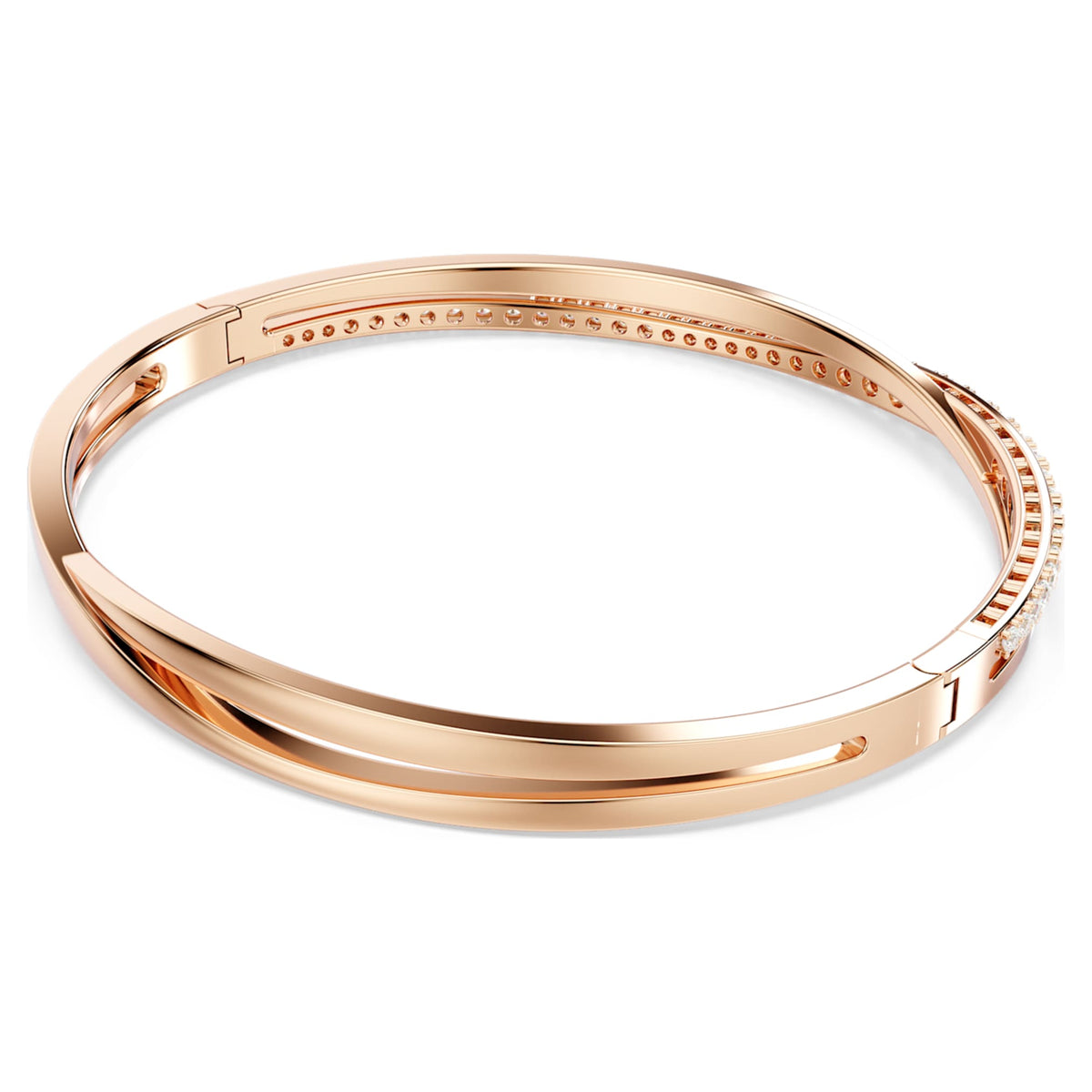Swarovski Hyperbola bangle with white accents and an 18K rose gold finish