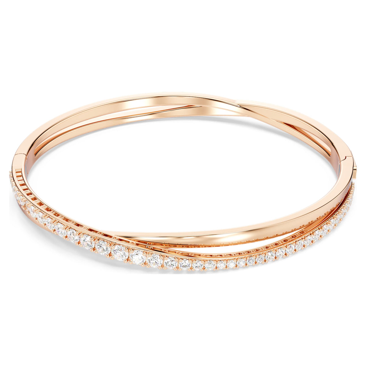 Swarovski Hyperbola bangle with white accents and an 18K rose gold finish