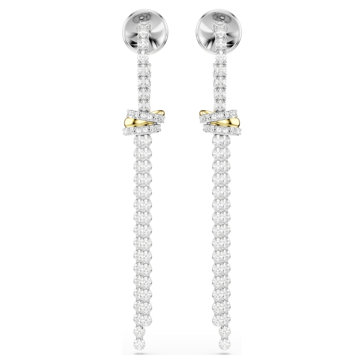 Swarovski Hyperbola drop earrings Round cut, Knot, White, Mixed metal finish
