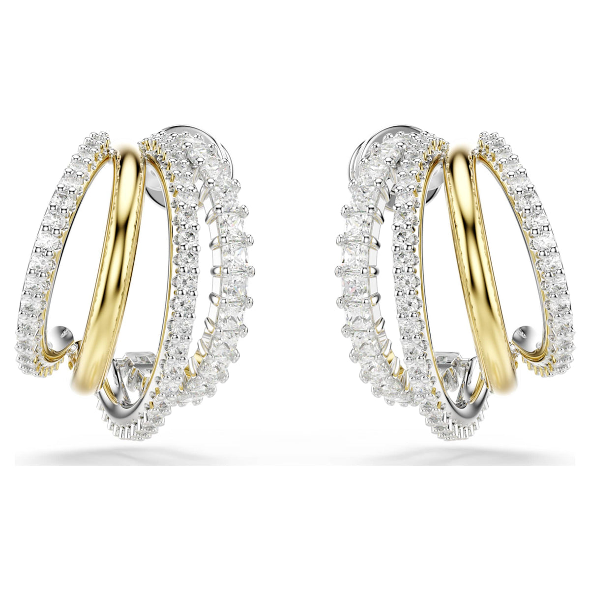 Swarovski Hyperbola hoop earrings Mixed cuts, Mini, White, Mixed metal finish