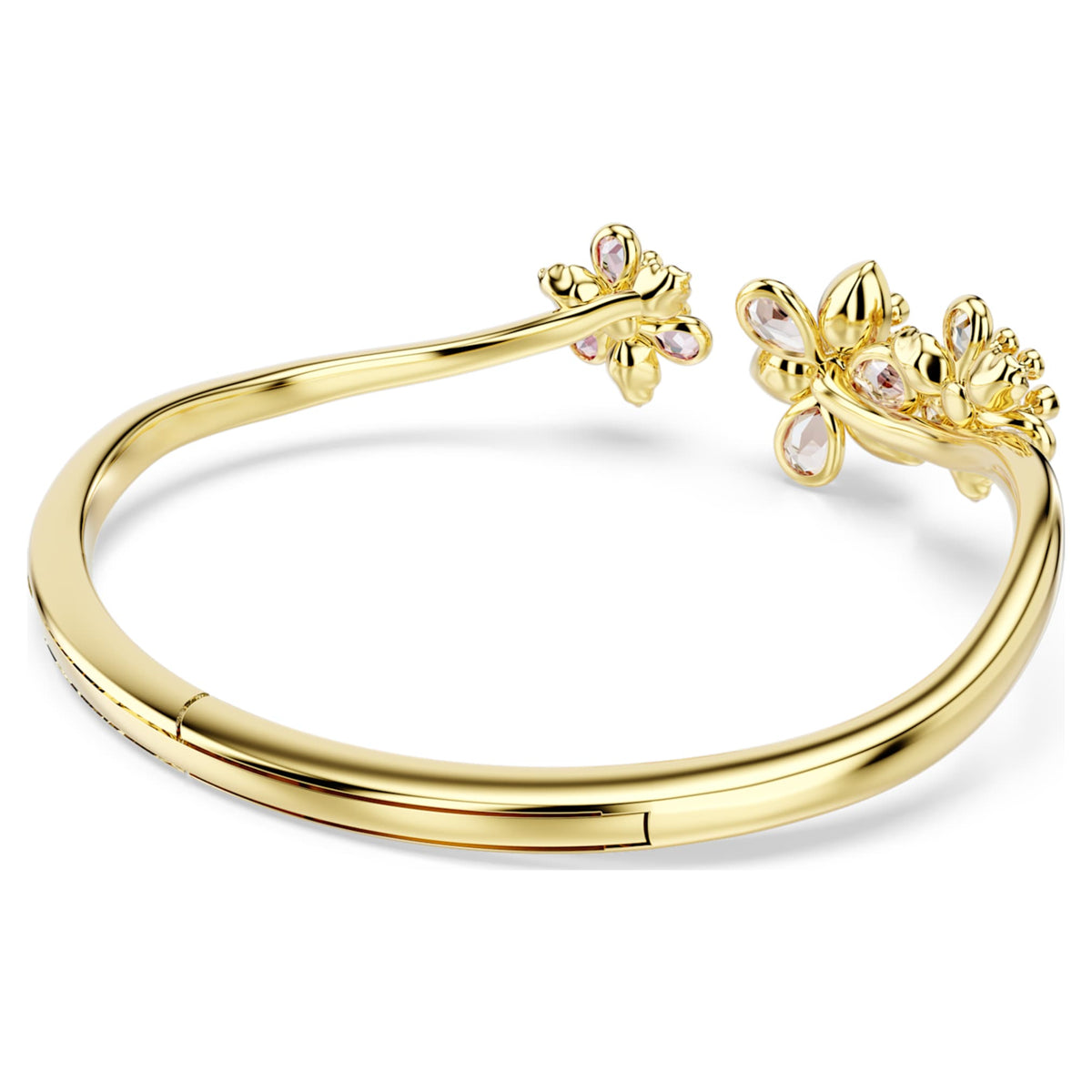 Swarovski Idyllia bangle featuring a flower motif with multicolored mixed-cut accents and an 18K gold finish