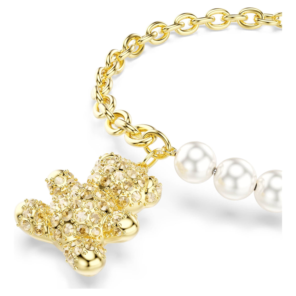 Swarovski Idyllia bracelet Crystal pearl, Round cut, Teddy, Gold tone, 18K gold finish