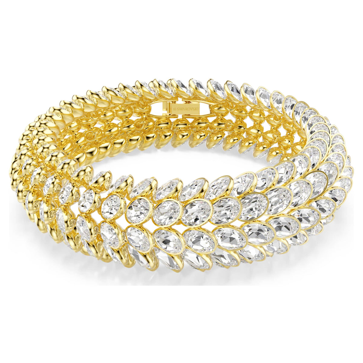 Swarovski Idyllia bracelet with white oval-cut accents and an 18K gold finish