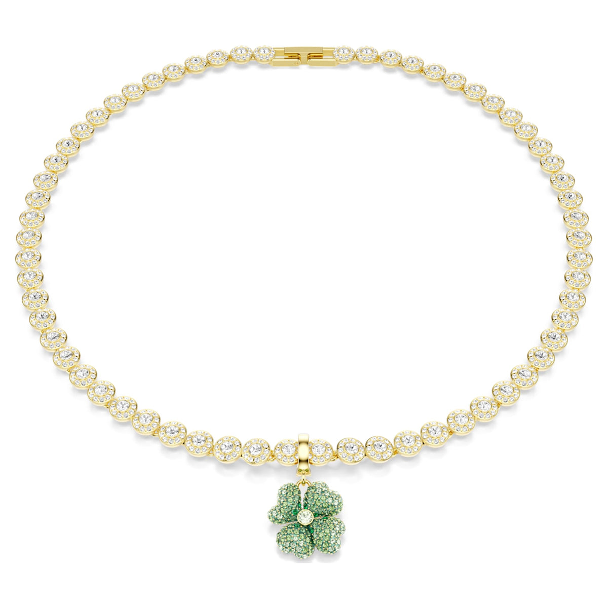 Swarovski Idyllia charm Clover, Green, 18K gold finish