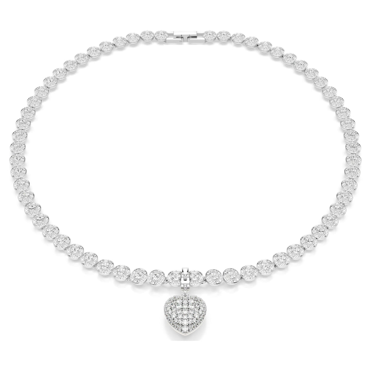 Swarovski Idyllia charm Mixed cuts, Pearl-colored coating, Heart, White, Rhodium plated