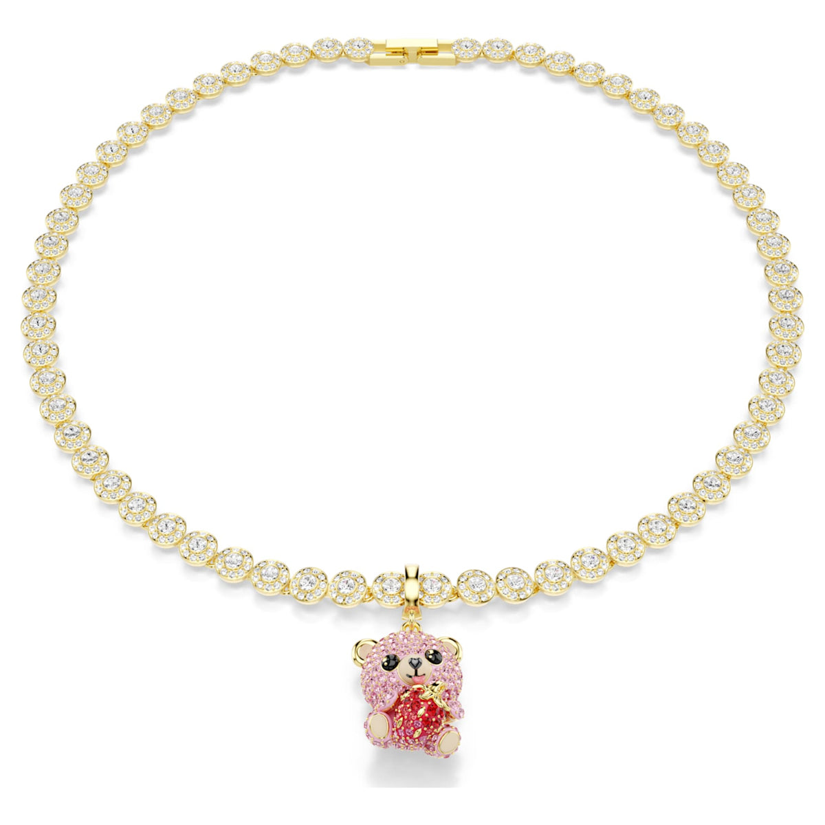 Swarovski Idyllia charm Mixed cuts, Teddy, Pink, 18K gold finish