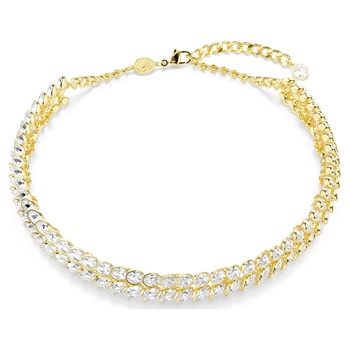Swarovski Idyllia choker with white oval-cut accents and an 18K gold finish