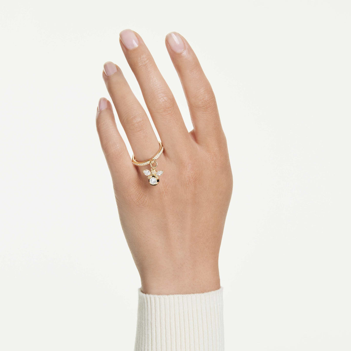 Swarovski Idyllia motif ring Mixed cuts, Bee, Multicolored, 18K gold finish